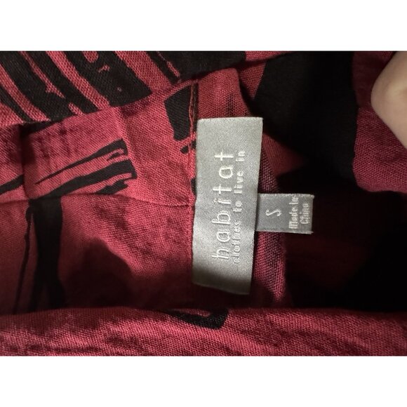 Habitat Clothes To Live In Women Small Black Red Cowl Neck Lagenlook Tunic Top - Picture 3 of 10